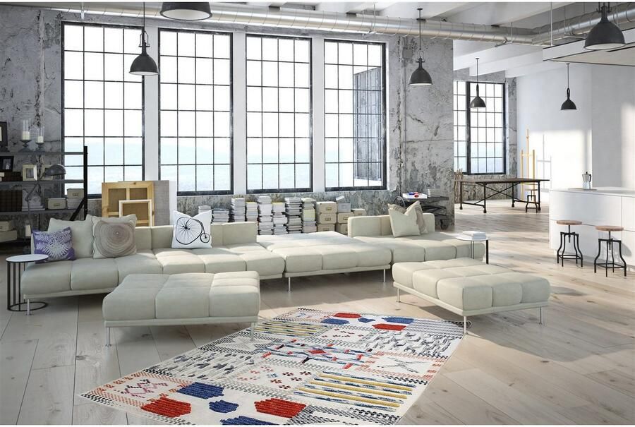 PremiumX Kayoom Wollen vloerkleed met prachtig patroon en geweldige kleur 80 x 150 Ivory - Foto 5