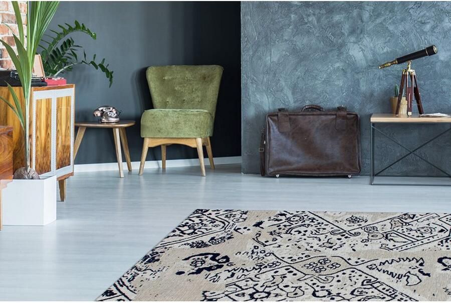 Kayoom Vloerkleed River 120 Jacquard retro- en vintage-ontwerp katoen achterkant - Foto 2