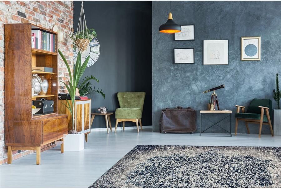 Kayoom Vloerkleed River 140 Jacquard retro- en vintage-ontwerp katoen achterkant