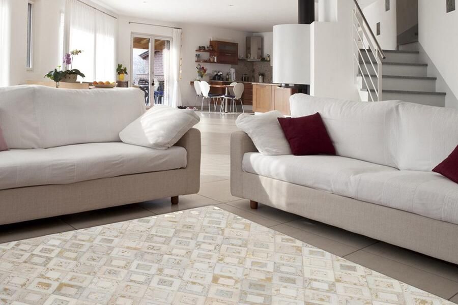 Kayoom Beige Grijs vloerkleed 80x150 cm A-symmetrisch patroon Geruit Modern - Foto 4