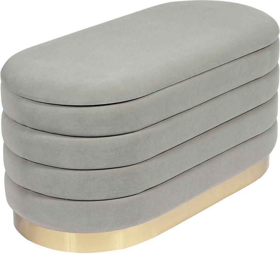 Underbar Opbergbank Adina Fluweel Velours 42 x 80 x 42 cm (LxBxH) Grijs Goud Maximaal draagvermogen 150KG Japandi style - Foto 2
