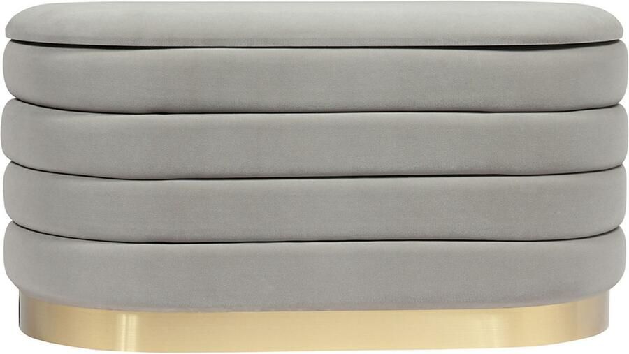 Underbar Opbergbank Adina Fluweel Velours 42 x 80 x 42 cm (LxBxH) Grijs Goud Maximaal draagvermogen 150KG Japandi style - Foto 6