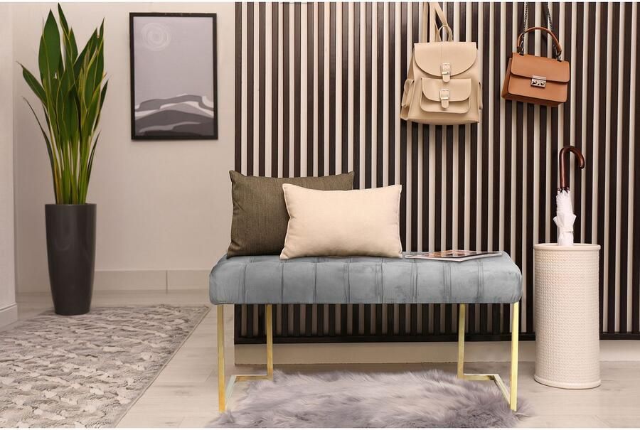 Kayoom Zitbank Rare 225 elegante uitstraling door goudkleurige frame fluwelen zacht gestikt met decoratieve knopen gezellig chique kussen (1 stuk) - Foto 5