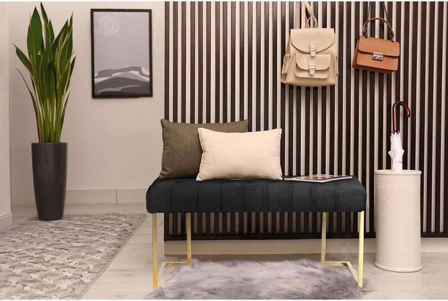 Kayoom Zitbank Rare 225 elegante uitstraling door goudkleurige frame fluwelen zacht gestikt met decoratieve knopen gezellig chique kussen (1 stuk) - Foto 5