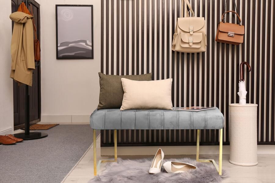 Kayoom Zitbank Rarity 225 elegante uitstraling door goudkleurige frame hoekig fluweelzacht doorgestikt met sierknopen edelstalen frame (1 stuk) - Foto 6