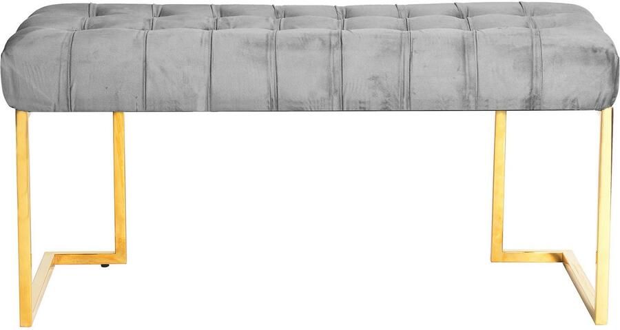 Kayoom Zitbank Rarity 225 elegante uitstraling door goudkleurige frame hoekig fluweelzacht doorgestikt met sierknopen edelstalen frame (1 stuk) - Foto 5