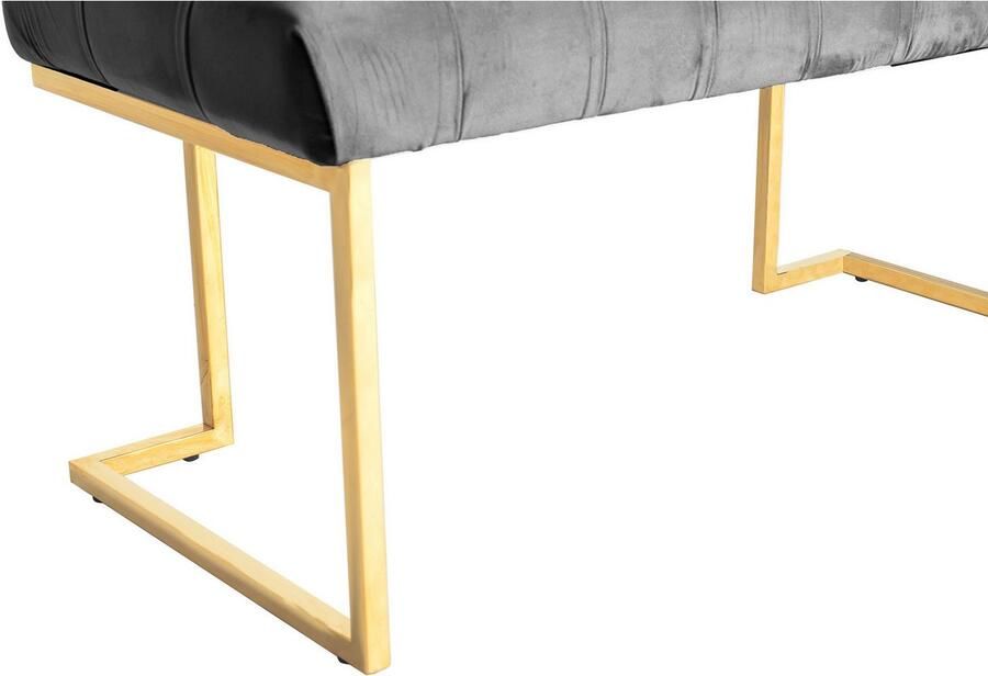 Kayoom Zitbank Rarity 225 elegante uitstraling door goudkleurige frame hoekig fluweelzacht doorgestikt met sierknopen edelstalen frame (1 stuk) - Foto 3