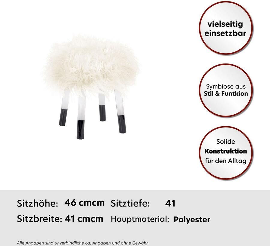 Kayoom Zithocker Fellhocker Laika 110 stijlvolle hocker met kunstbont ronde vorm (1 stuk) - Foto 5