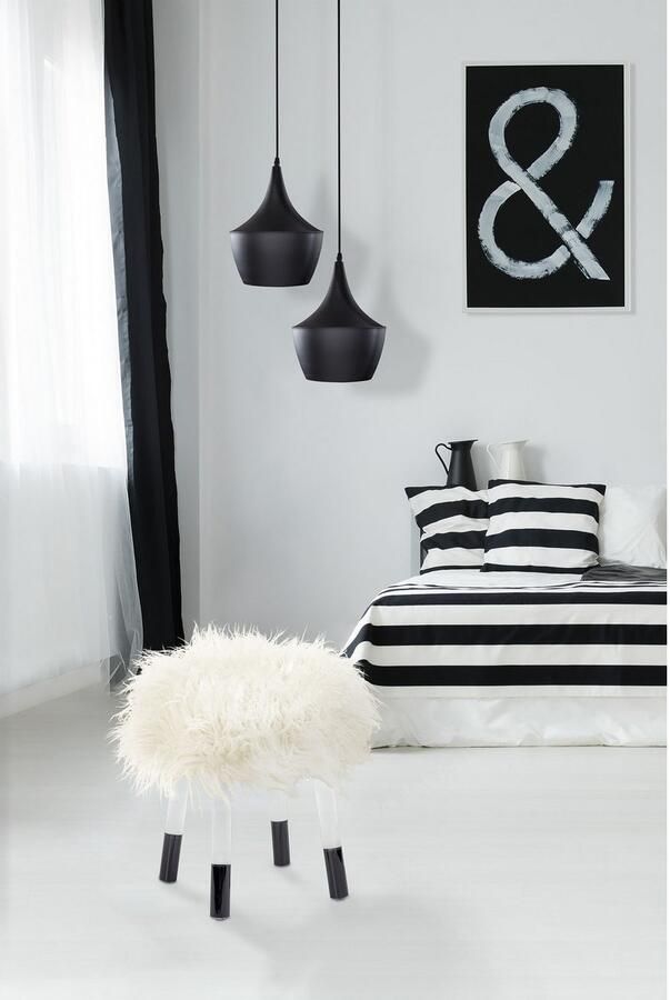 Kayoom Zithocker Fellhocker Laika 110 stijlvolle hocker met kunstbont ronde vorm (1 stuk) - Foto 2