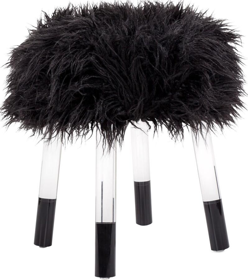 Kayoom Zithocker Fellhocker Laika 110 stijlvolle hocker met kunstbont ronde vorm (1 stuk)