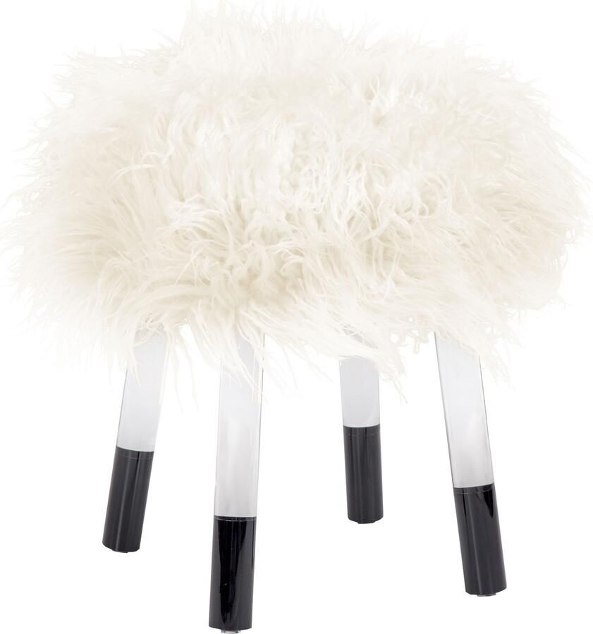 Kayoom Zithocker Fellhocker Laika 110 stijlvolle hocker met kunstbont ronde vorm (1 stuk)