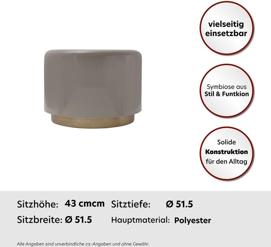 Kayoom Zithocker Kruk Artisse elegante uitstraling door goudkleurige sokkel (1 stuk) - Foto 2