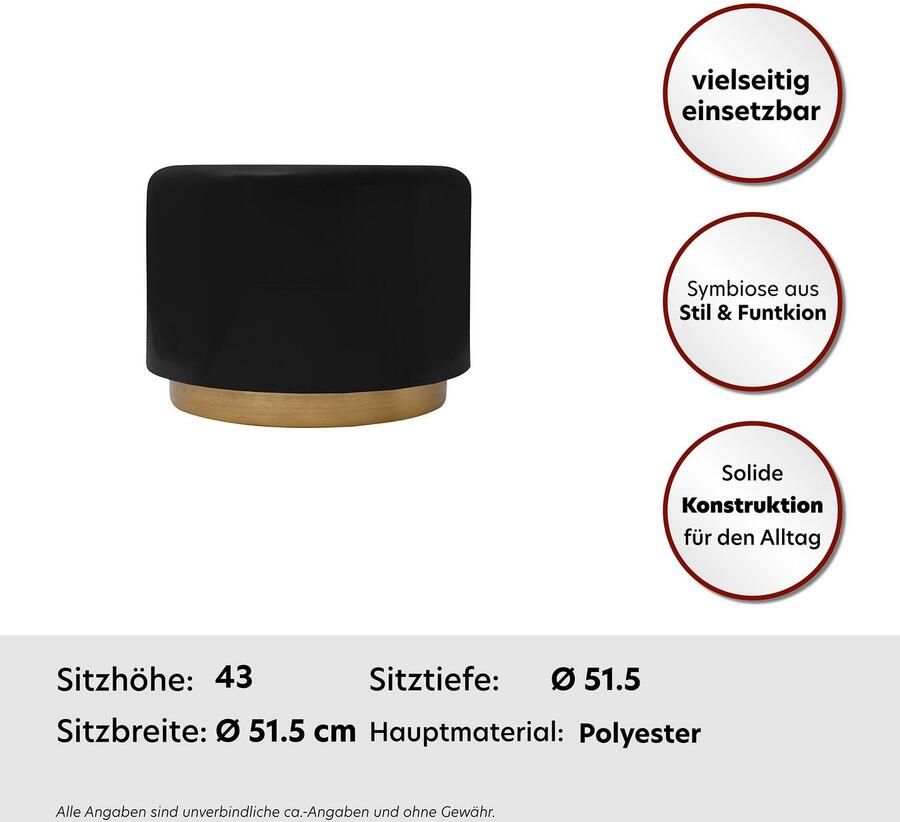 Kayoom Zithocker Kruk Artisse elegante uitstraling door goudkleurige sokkel (1 stuk) - Foto 2