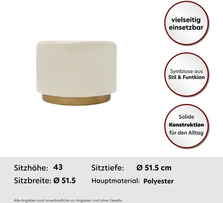 Kayoom Zithocker Kruk Artisse elegante uitstraling door goudkleurige sokkel (1 stuk) - Foto 2