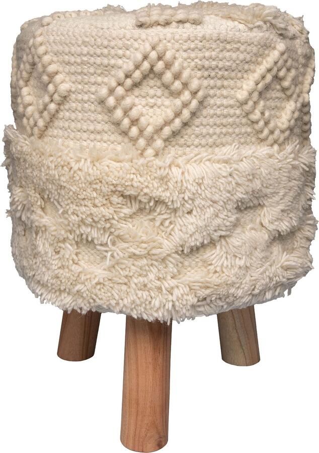 Kayoom Zithocker Kruk Bohist 125 karakteristieke structuren met franjes en kwasten (1 stuk) - Foto 6