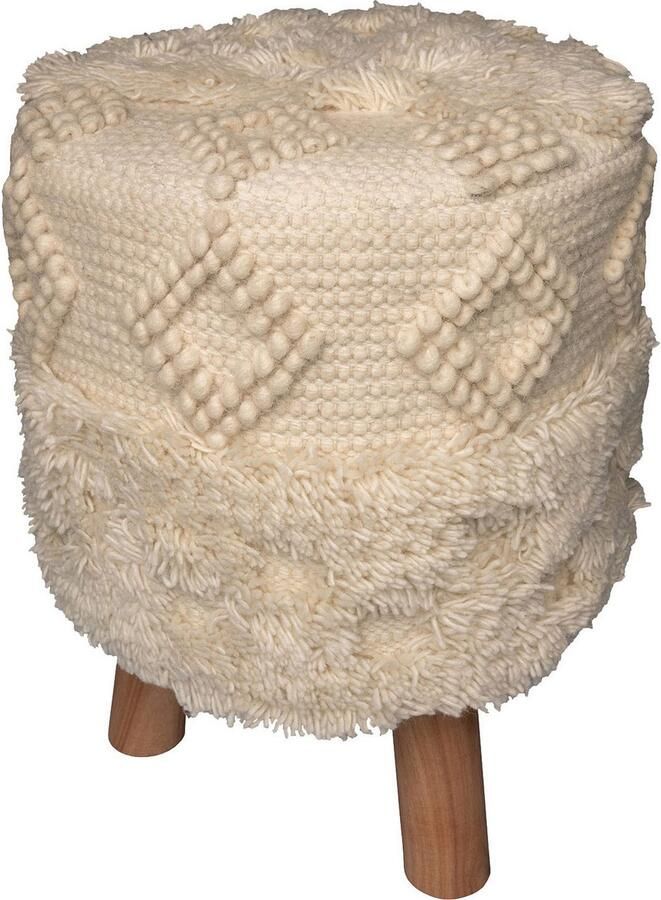 Kayoom Zithocker Kruk Bohist 125 karakteristieke structuren met franjes en kwasten (1 stuk) - Foto 3