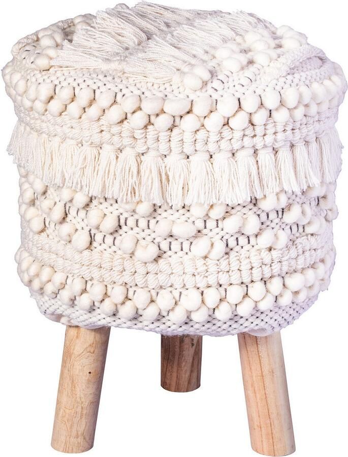 Kayoom Zithocker Kruk Bohist 325 karakteristieke structuren met franjes en kwasten (1 stuk) - Foto 2