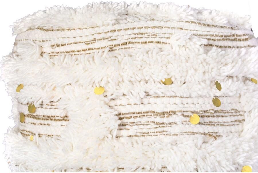 Floraya Designer poef hocker kruk Corin Ivoor Goud 51 5x51 5x55cm (LxBxH) Maximaal belastbaar tot 160KG - Foto 6