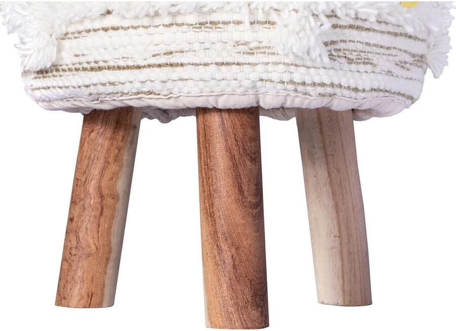 Floraya Designer poef hocker kruk Corin Ivoor Goud 51 5x51 5x55cm (LxBxH) Maximaal belastbaar tot 160KG - Foto 4