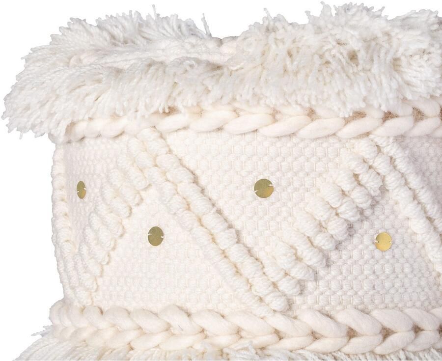 Kayoom Zithocker Kruk Bohist 525 karakteristieke structuren met franjes en kwasten (1 stuk) - Foto 2