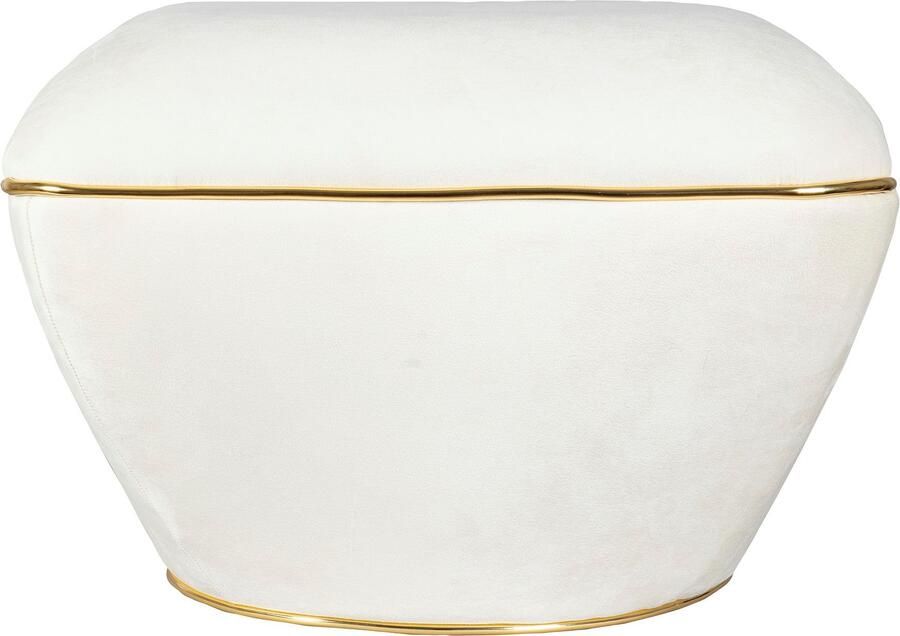 Floraya Designer poef hocker kruk Contessa Ivoor Goud 60x60x42 5cm (LxBxH) Maximaal belastbaar tot 160KG - Foto 6