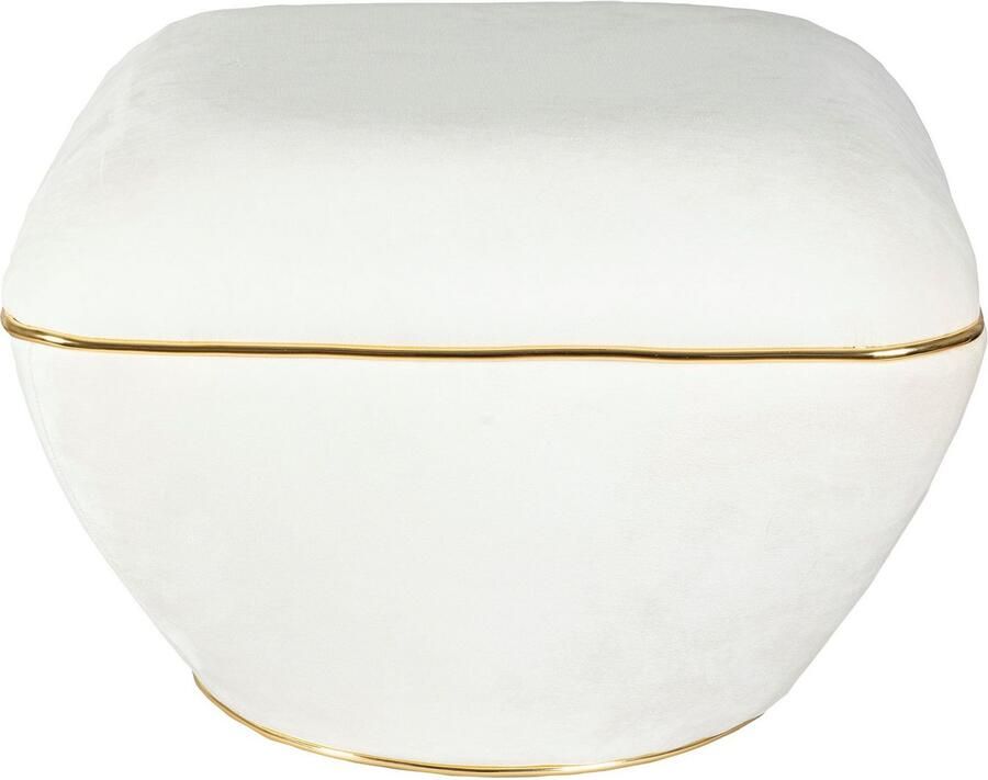 Floraya Designer poef hocker kruk Contessa Ivoor Goud 60x60x42 5cm (LxBxH) Maximaal belastbaar tot 160KG - Foto 2