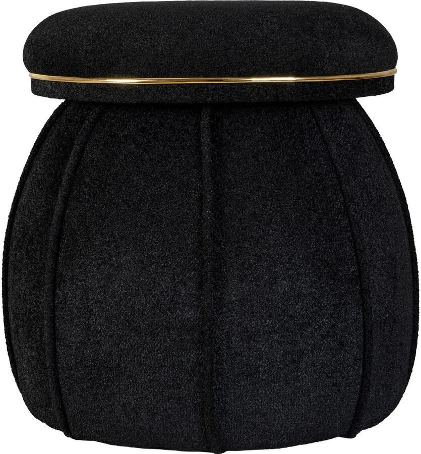 Floraya Designer poef hocker kruk Corin Zwart Goud 51 5x51 5x55cm (LxBxH) Maximaal belastbaar tot 160KG