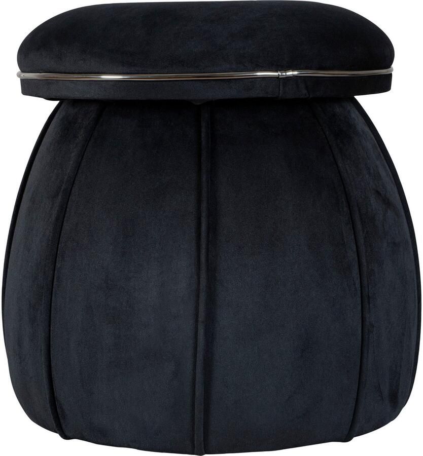 Floraya Designer poef hocker kruk Corin Zwart Grijs 51 5x51 5x55cm (LxBxH) Maximaal belastbaar tot 160KG