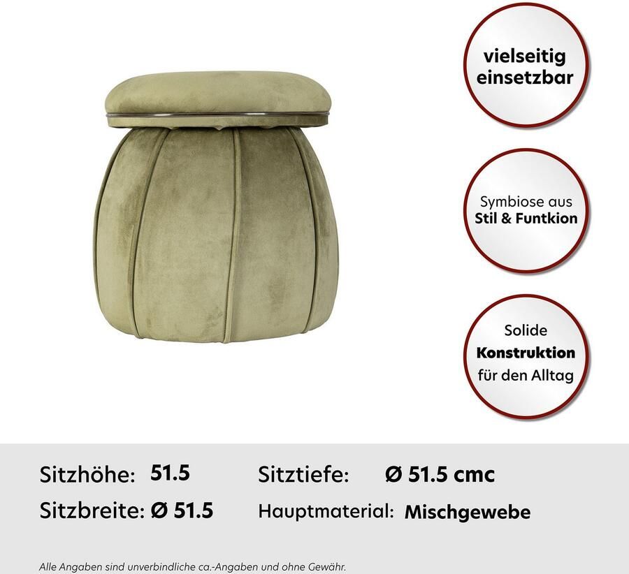 Floraya Designer poef hocker kruk Corin Groen Grijs 51 5x51 5x55cm (LxBxH) Maximaal belastbaar tot 160KG - Foto 2