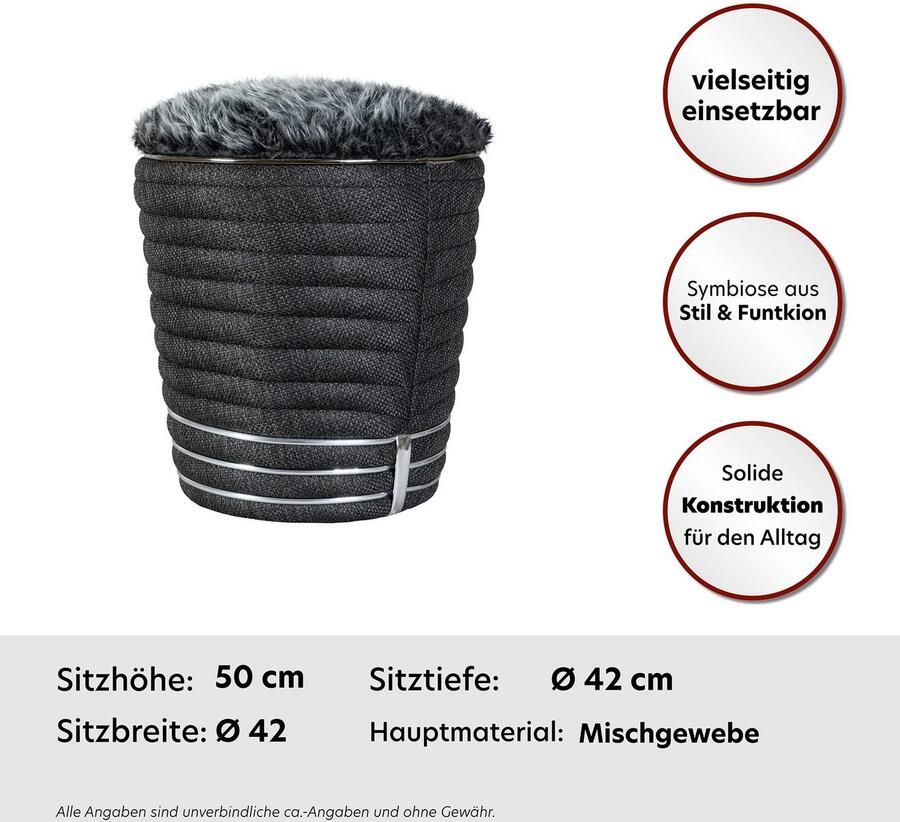 Kayoom Zithocker Kruk Doric trendy look esthetische kleurstelling mooie stiksels comfortabel hoogwaardig onderhoudsvriendelijk hoogwaardige materialen (1 stuk)