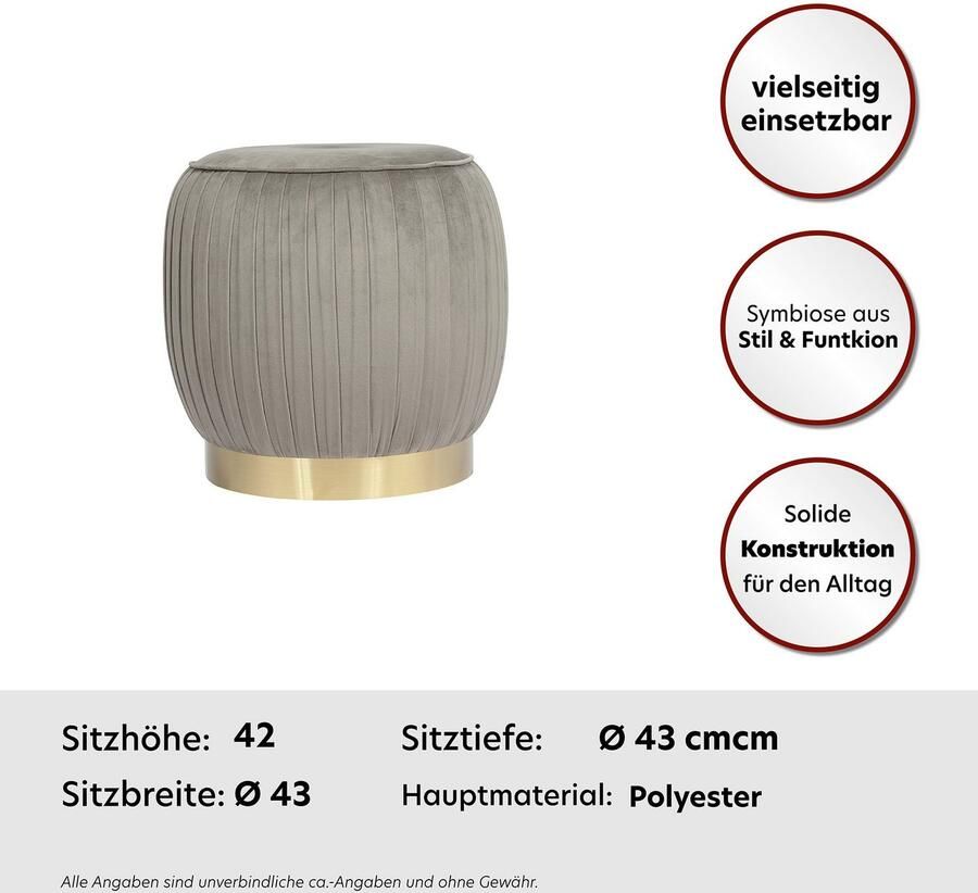 Kayoom Zithocker Kruk Lilje elegante uitstraling door goudkleurige sokkel hoogwaardige fluwelen bekleding (1 stuk) - Foto 4