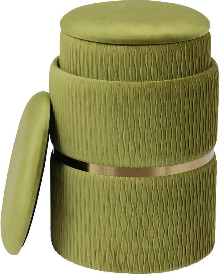 Kayoom Zithocker Kruk Milas 2-delige set praktische en verborgen opbergruimte stapelbaar met opbergruimte roestvrijstalen basis kleurrijk en subtiel (set 2 stuks) - Foto 3