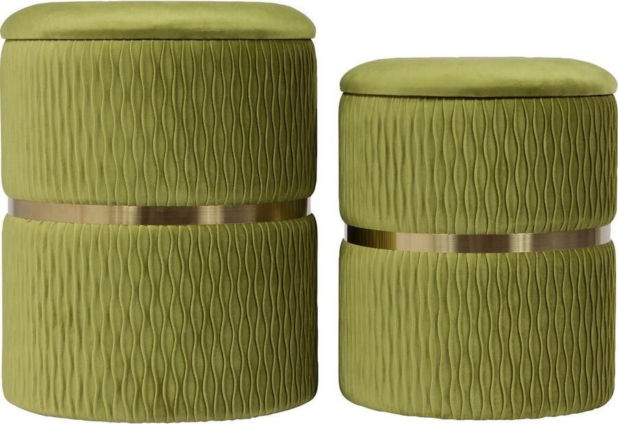 Kayoom Zithocker Kruk Milas 2-delige set praktische en verborgen opbergruimte stapelbaar met opbergruimte roestvrijstalen basis kleurrijk en subtiel (set 2 stuks) - Foto 6