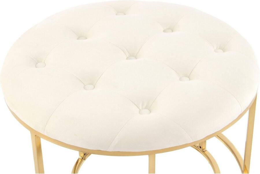 Kayoom Zithocker Kruk Myla 2-delige set praktisch in elkaar schuifbaar in elkaar schuifbaar rond doorgestikt met sierknopen (set 2 stuks) - Foto 5