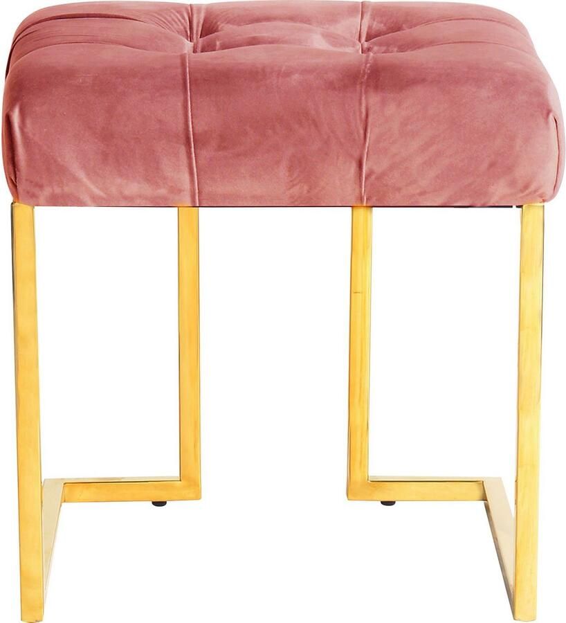 Kayoom Zithocker Kruk Rare elegante uitstraling door goudkleurige frame hoekig fluweelzacht doorgestikt met sierknopen edelstalen frame (1 stuk) - Foto 3