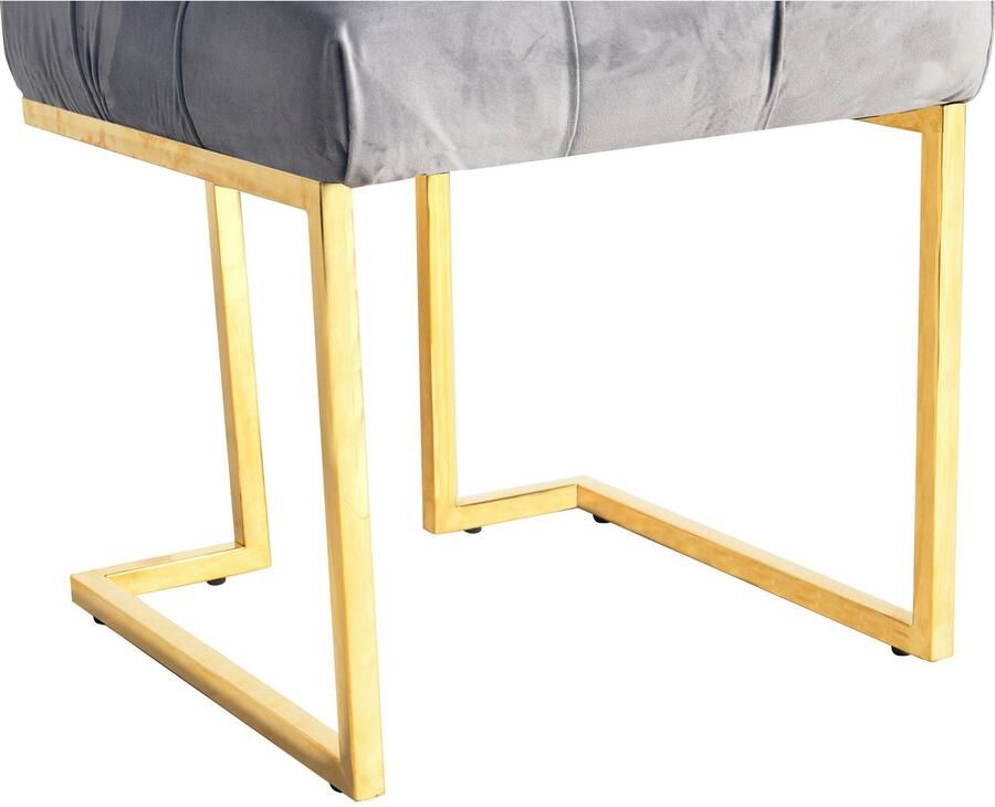 Kayoom Zithocker Kruk Rare elegante uitstraling door goudkleurige frame hoekig fluweelzacht doorgestikt met sierknopen edelstalen frame (1 stuk) - Foto 3
