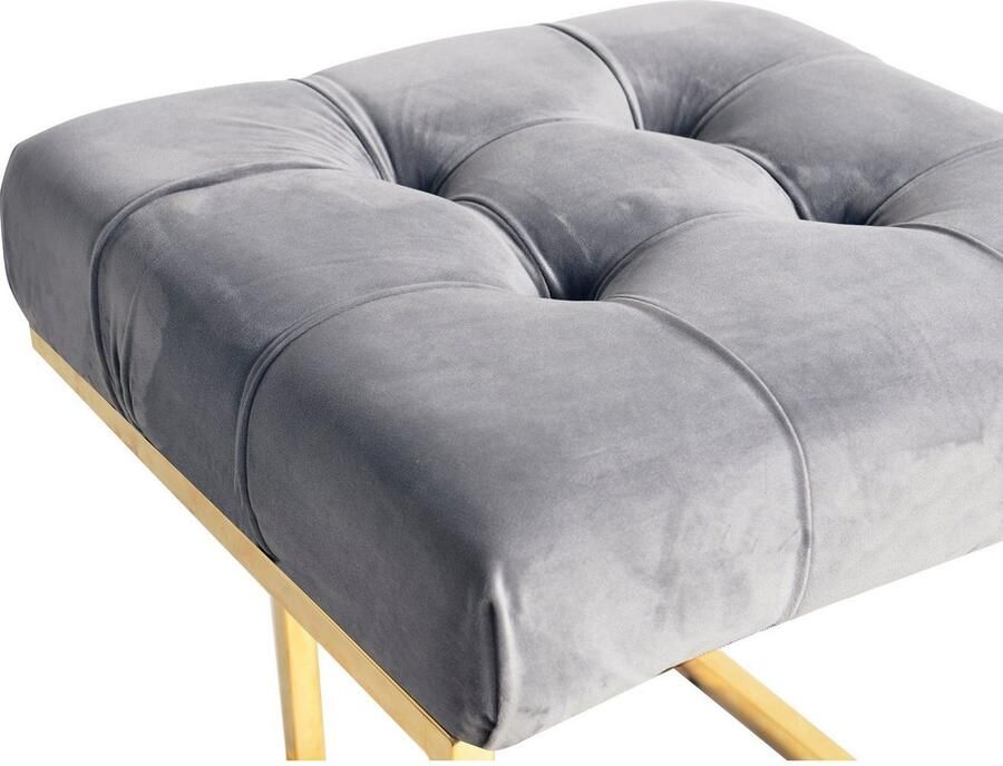 Kayoom Zithocker Kruk Rare elegante uitstraling door goudkleurige frame hoekig fluweelzacht doorgestikt met sierknopen edelstalen frame (1 stuk) - Foto 4