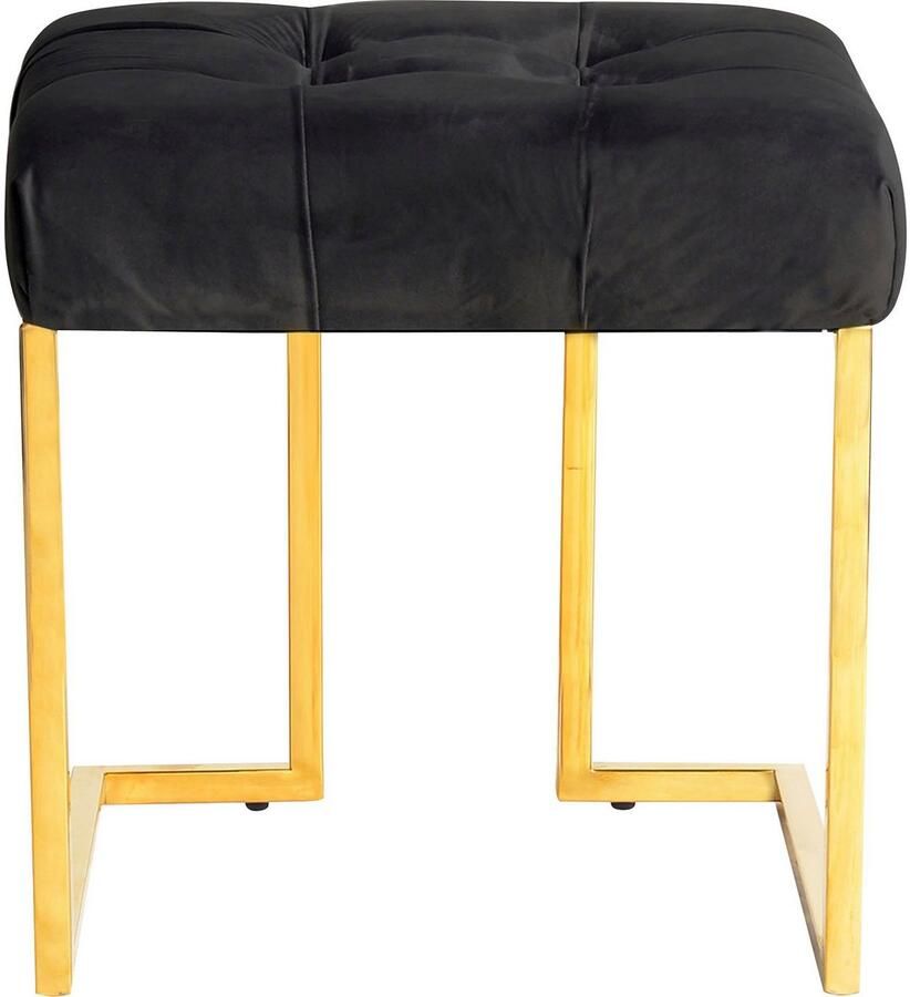 Kayoom Zithocker Kruk Rare elegante uitstraling door goudkleurige frame hoekig fluweelzacht doorgestikt met sierknopen edelstalen frame (1 stuk) - Foto 2