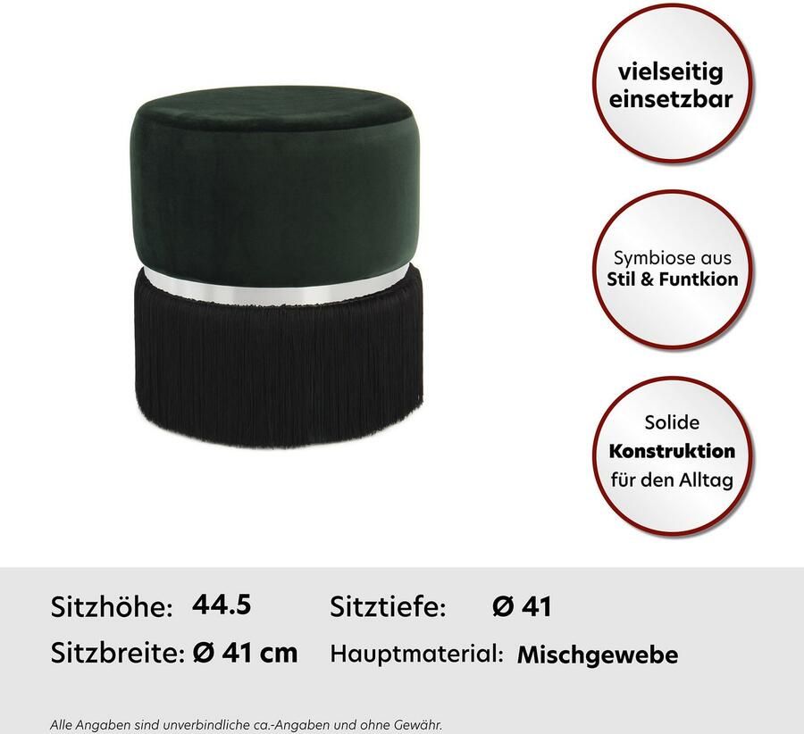 Kayoom Zithocker Kruk Rebecca 825 zitpouf in ronde vorm met fluweelbekleding onderhoudsvriendelijk modern veelzijdig inzetbaar zitting gewatteerd (1 stuk)