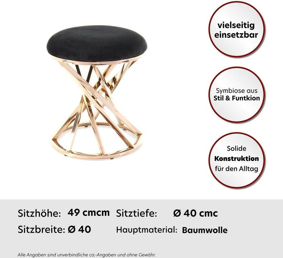 Kayoom Zithocker Kruk Wesley 325 zitpouf in elegant ontwerp frame van metaal (1 stuk) - Foto 2