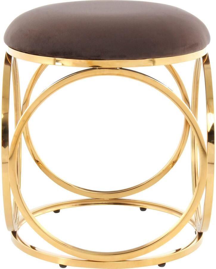 Kayoom Zithocker Kruk Whitney 325 kruk met open ontwerp frame van metaal glamoureus hoogwaardig onderhoudsvriendelijk rond kussen (1 stuk) - Foto 3