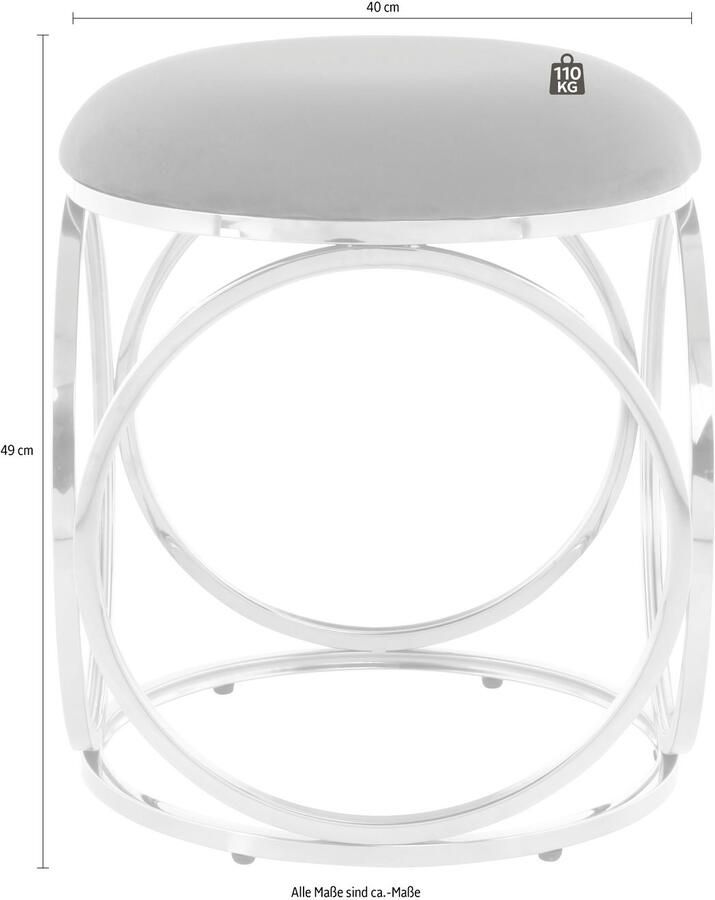 Kayoom Zithocker Kruk Whitney 325 kruk met open ontwerp frame van metaal glamoureus hoogwaardig onderhoudsvriendelijk rond kussen (1 stuk) - Foto 4