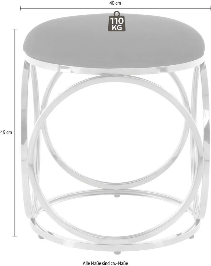 Kayoom Zithocker Kruk Whitney 325 kruk met open ontwerp frame van metaal glamoureus hoogwaardig onderhoudsvriendelijk rond kussen (1 stuk) - Foto 4