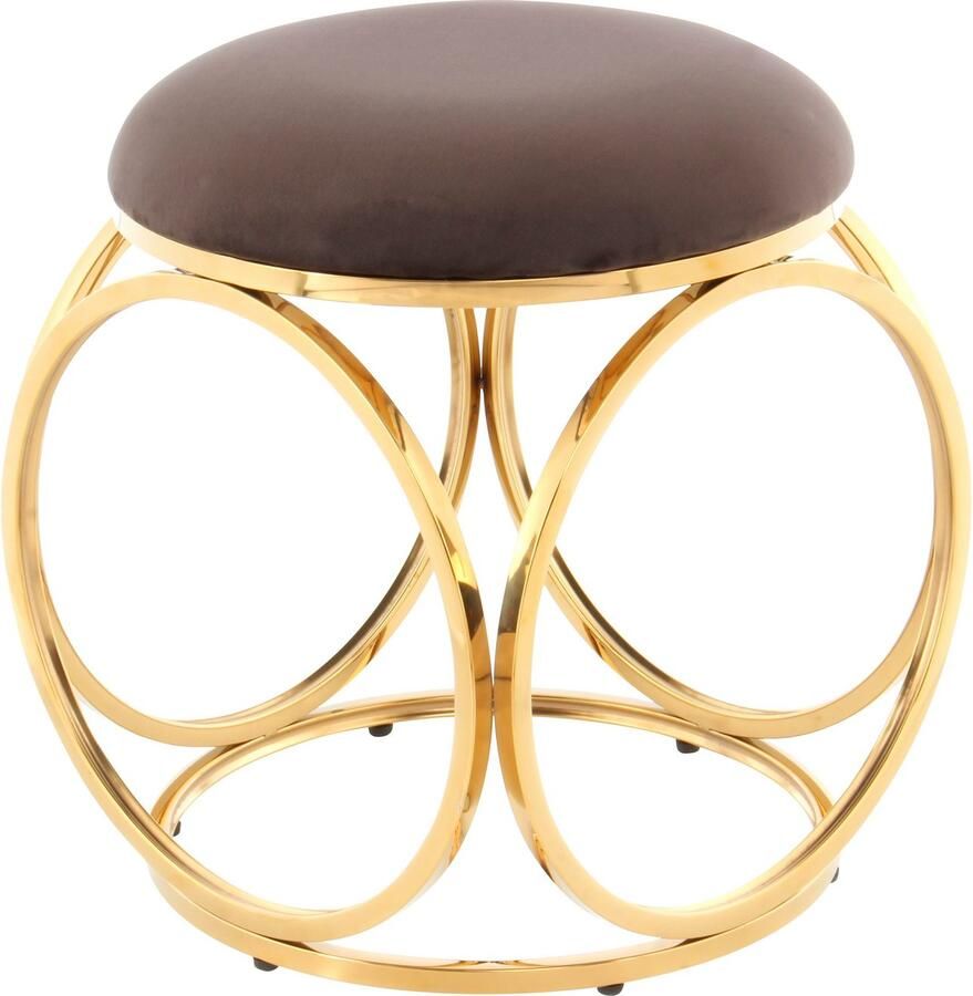 Kayoom Zithocker Kruk Whitney 325 kruk met open ontwerp frame van metaal glamoureus hoogwaardig onderhoudsvriendelijk rond kussen (1 stuk)