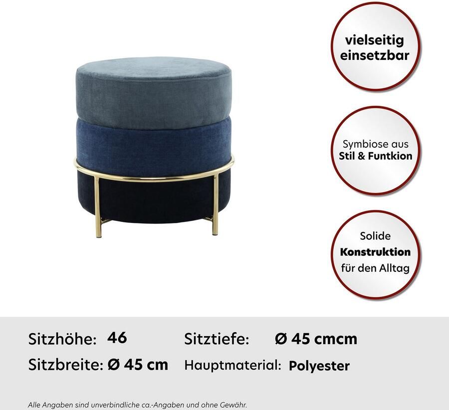 Kayoom ZitHocker Matilda 225 comfortabele ronde vorm gezellige design-hocker (1 stuk)