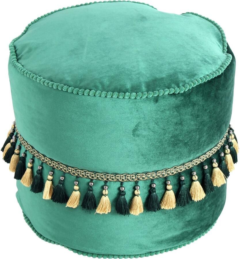 Kayoom Zithocker Pouf Taj Mahal 225 fluweelzachte oppervlakte fluweelzacht versierd vulling van flexibele piepschuimballen (1 stuk) - Foto 2