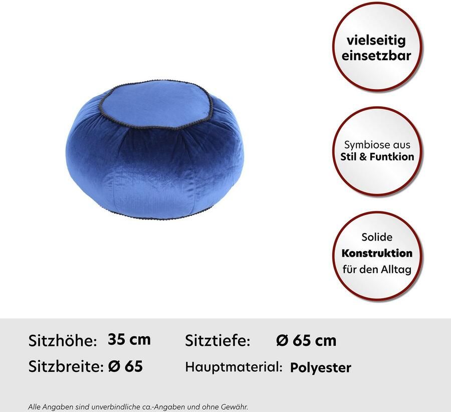Kayoom Zithocker Pouf Taj Mahal 325 trendy fluweelachtige oppervlakte (1 stuk)