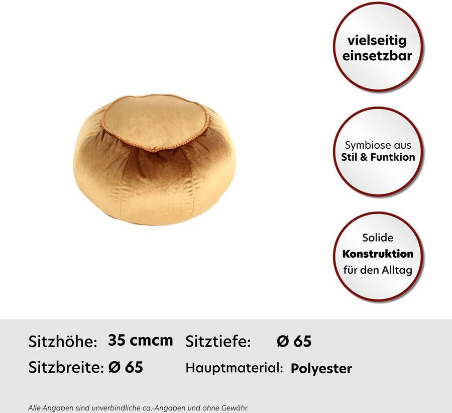 Kayoom Zithocker Pouf Taj Mahal 325 trendy fluweelachtige oppervlakte (1 stuk)