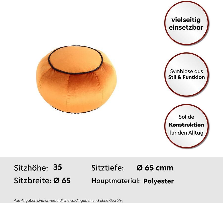 Kayoom Zithocker Pouf Taj Mahal 325 trendy fluweelachtige oppervlakte (1 stuk)