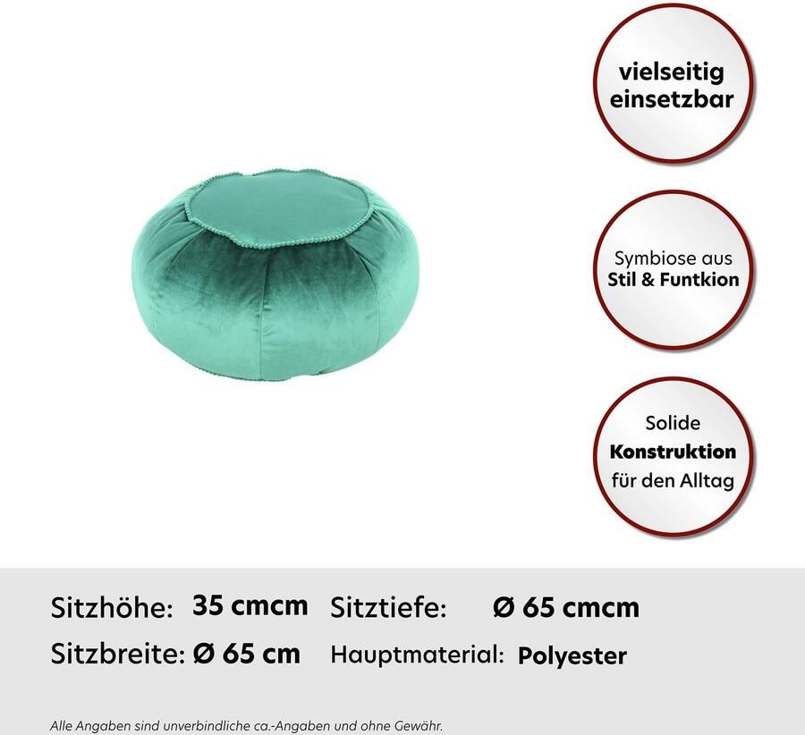 Kayoom Zithocker Pouf Taj Mahal 325 trendy fluweelachtige oppervlakte (1 stuk)